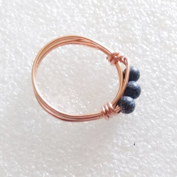 Black Dragonvein Agate Beaded Handmade Rings. Slim, Sexy, Edgy! Copper or Brass - Picture 8 of 9